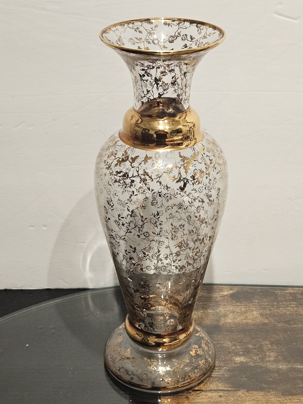Vecchia Murano 24k Gold Gilted Cranberry Vase